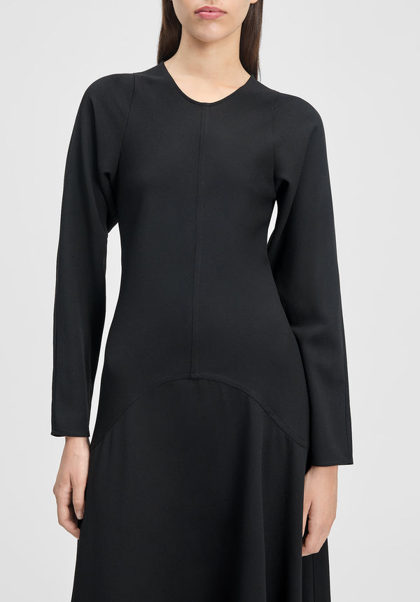 Shield Long-sleeve Crepe Dress