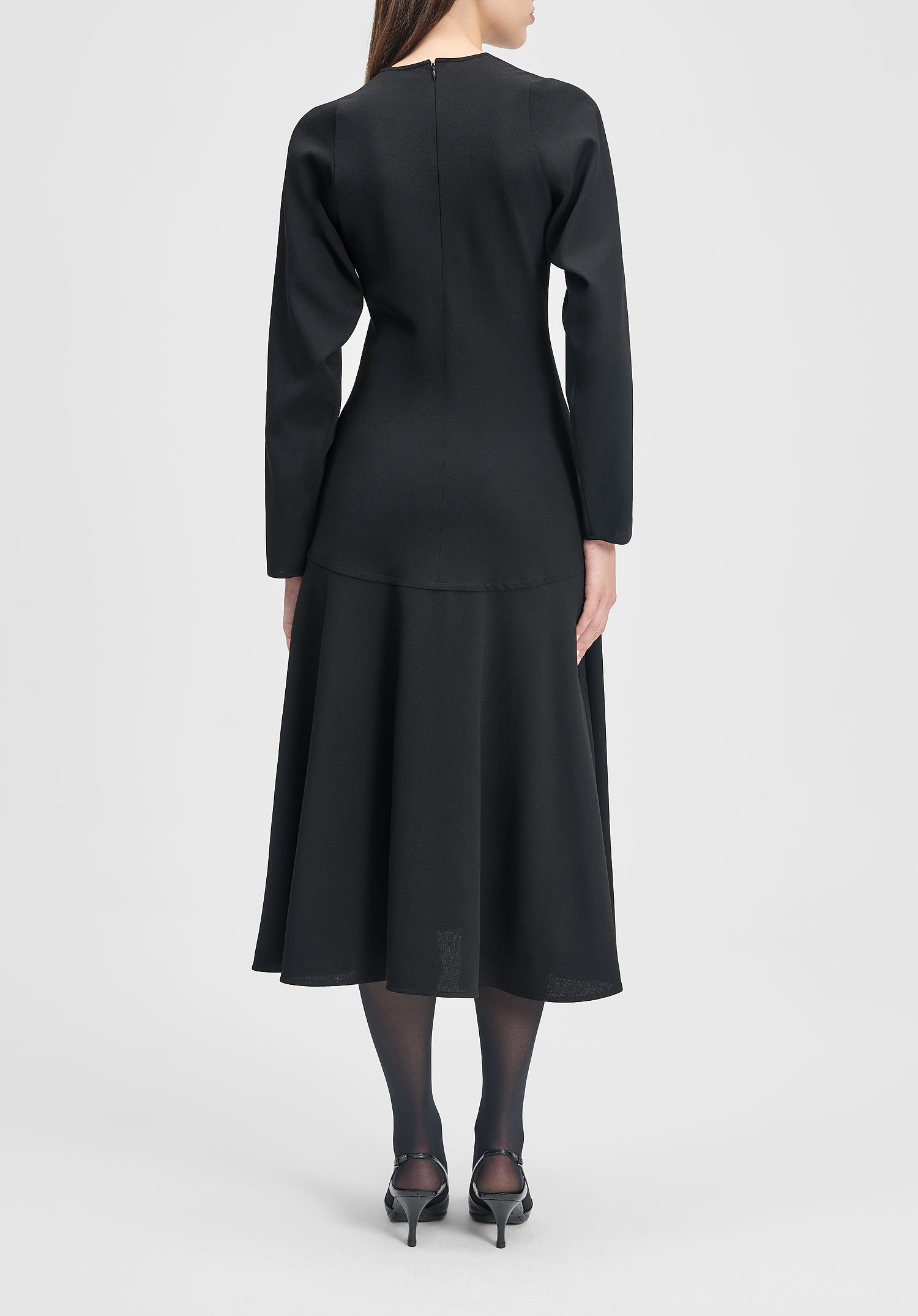 Shield Long-sleeve Crepe Dress