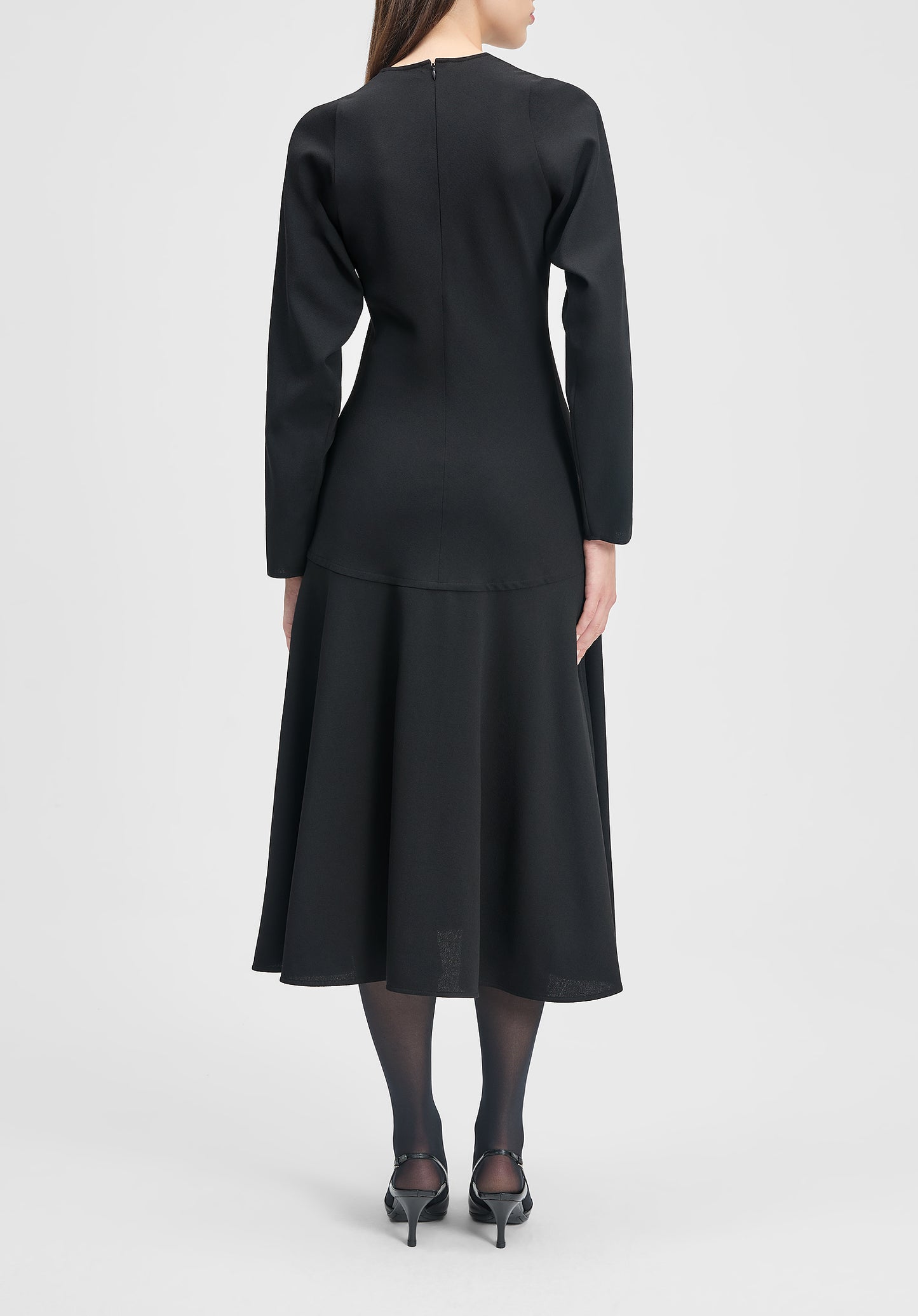 Shield Long-sleeve Crepe Dress
