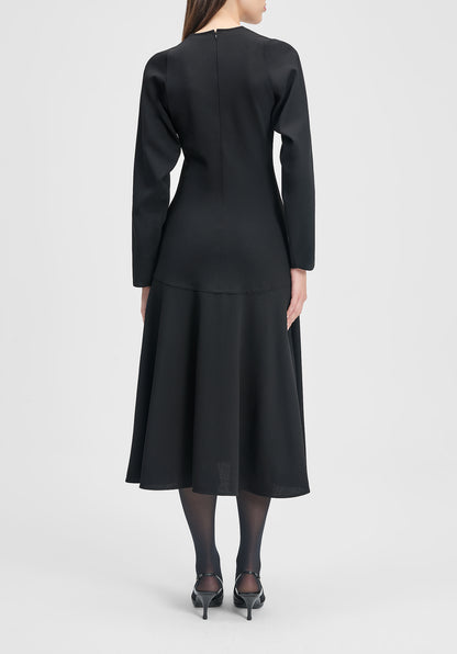 Shield Long-sleeve Crepe Dress