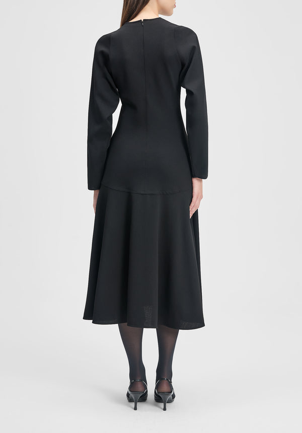 Shield Long-sleeve Crepe Dress