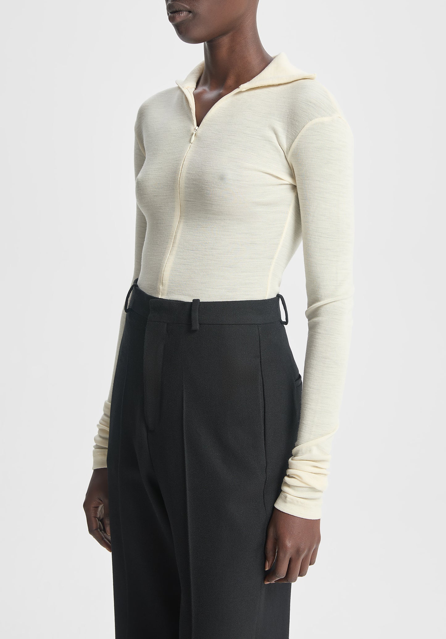 Fine Wool Zip Top