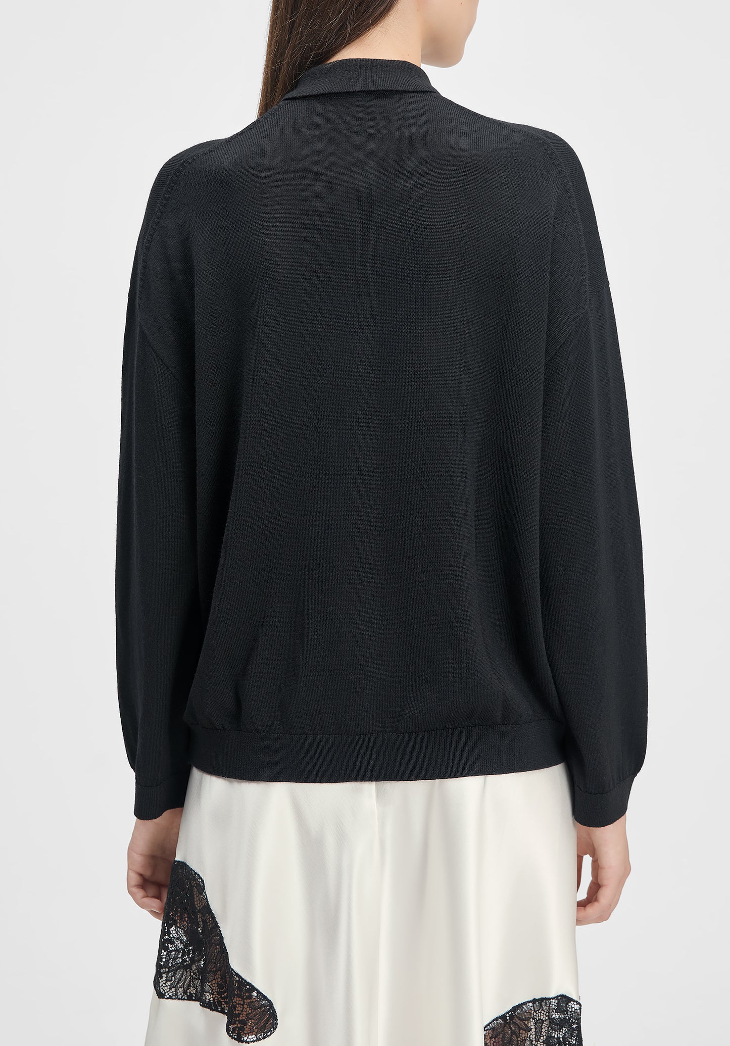 Polo-neck Cut-out Knit Sweater