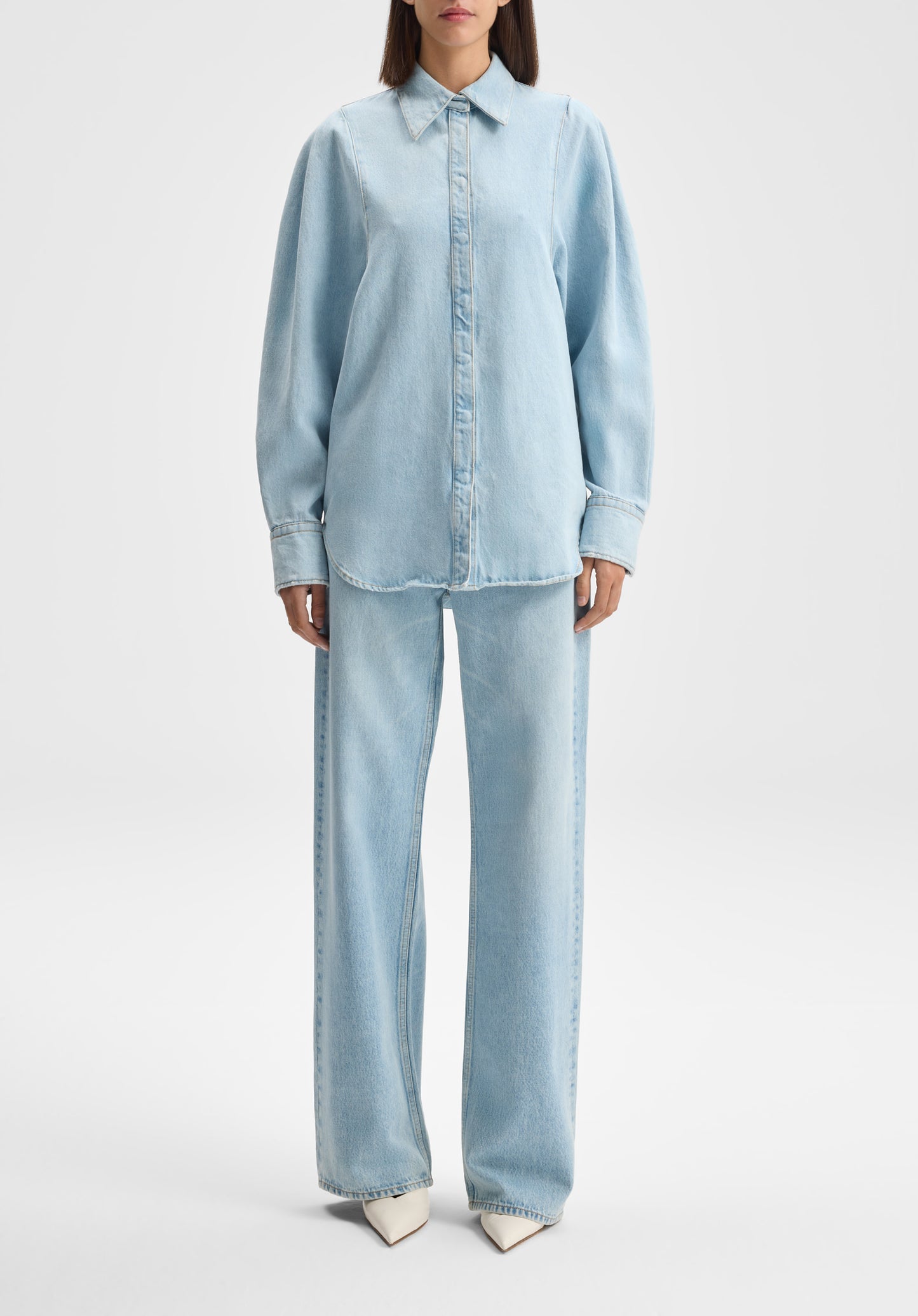 Sculpted Sleeve Denim Shirt