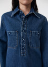 Curved denim pull on shirt