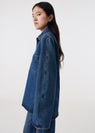 Curved denim pull on shirt