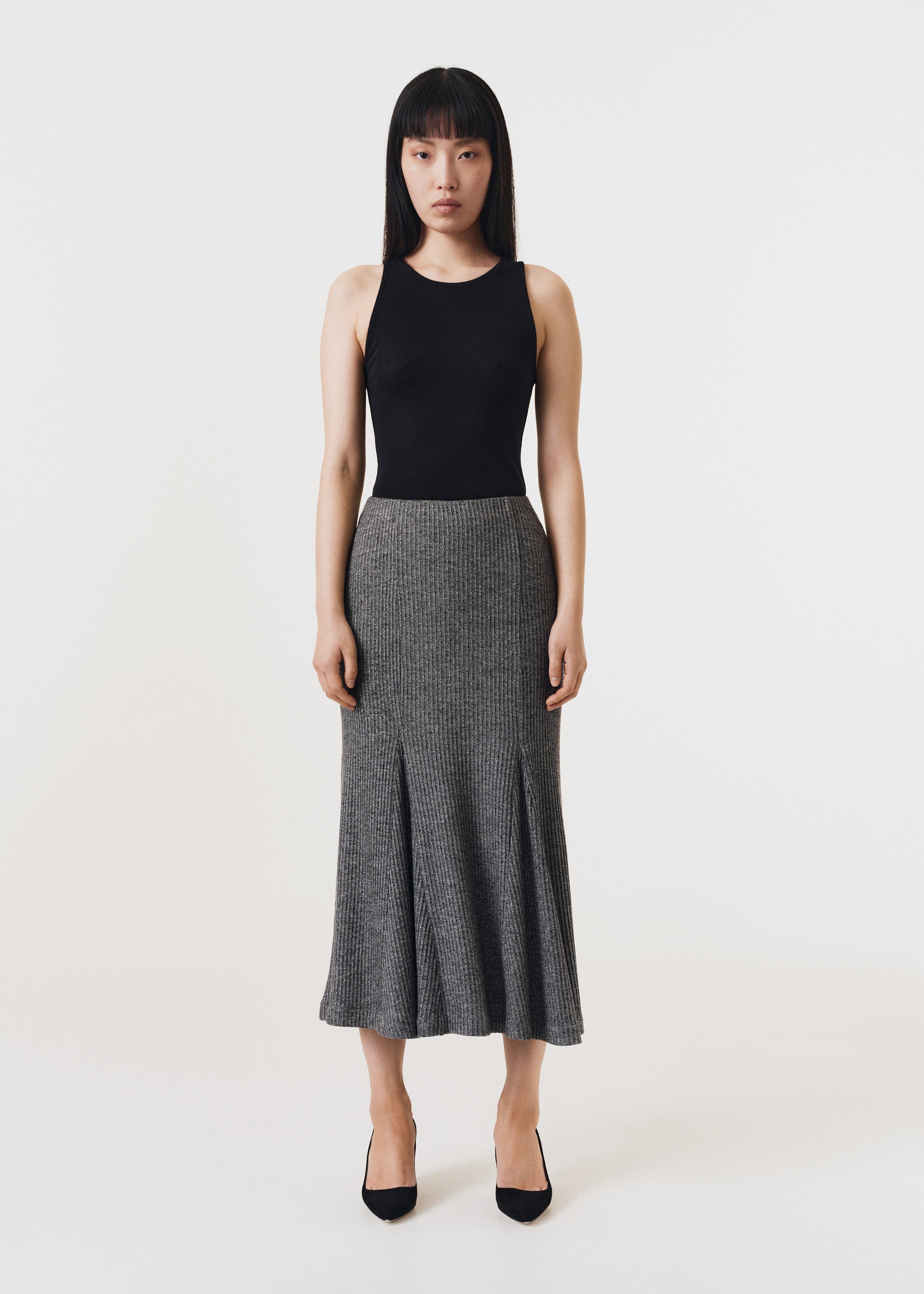 BITE Studios A-line wool midi skirt - Grey