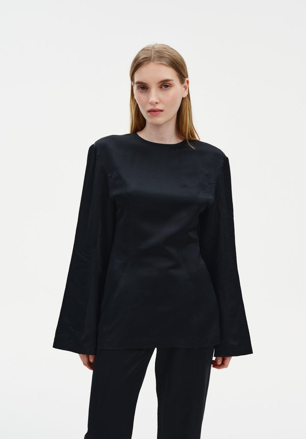 Sculpted Satin Blouse