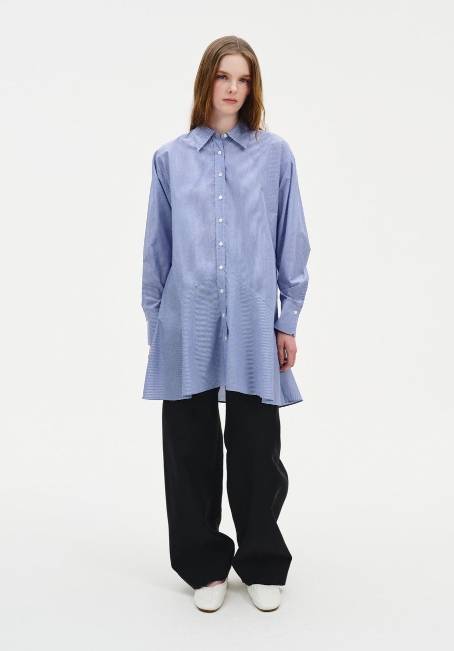 Striped Petal Bottom Shirt Dress